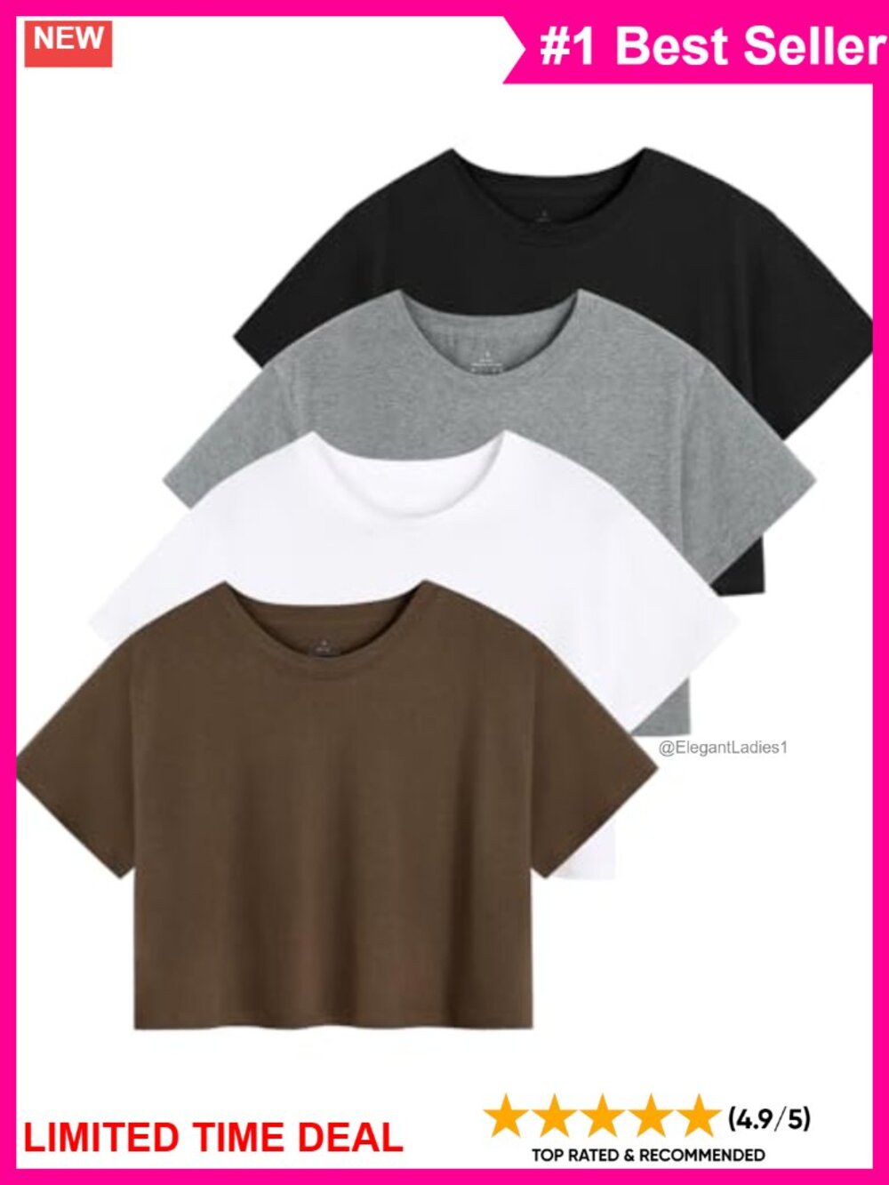 Women's Cotton Crop Tops Short Sleeve Athletic Workout T-Shirt 4 Pack